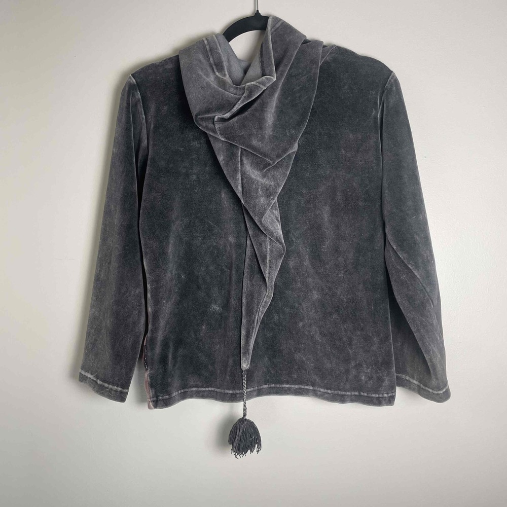 Himalayan Handmade Womens Velour Grandma Core Patchwork Floral Hooded Jacket M - Picture 8 of 10